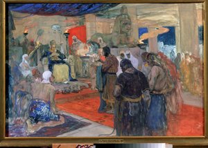 Antichità egizia: "un faraone davanti alla sua corte", 1900 ca.