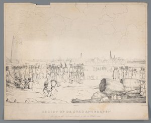 Veduta della città di Anversa il giorno dopo il bombardamento, 28 ottobre 1830 da Izaak Schouman