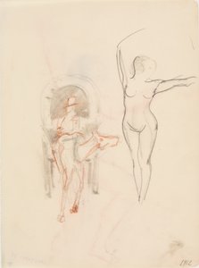 Donna nuda e carrozza a cavalli da J.A. Jerichau