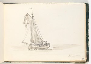Una grande nave a vela in acque calme da Johan Christian Dahl