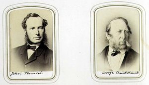 Ritratti di Sir John Tenniel (1820-1914) e George Cruikshank (1792-1878) c.1860 (stampa all