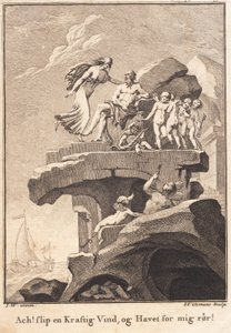 Invidia presso Eolo, seduto sulla cima di una roccia da J.F. Clemens