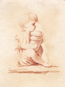 Un piccolo ragazzo seduto