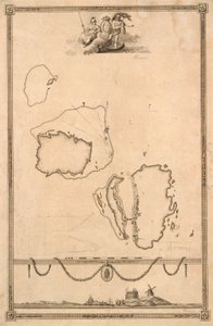 Vignetta del titolo e prospetto per la mappa di Christiansø da J.F. Clemens