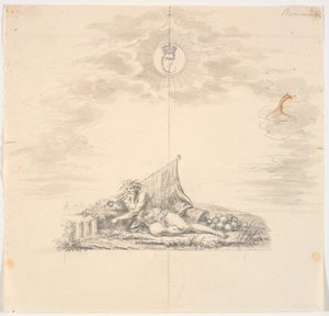 Vignetta del titolo per una carta nautica: "Carta dei Belts e del Sund" da J.F. Clemens