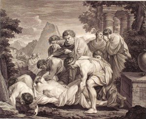 Tobia fa seppellire i morti durante la peste da J.F. Clemens