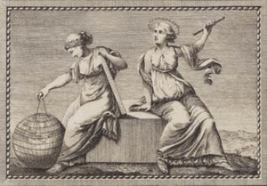 Urania e Gea sedute su un blocco di pietra quadrato da J.F. Clemens