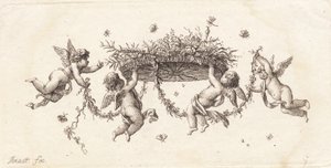 Vignetta con foglie intrecciate e nastro da J.F. Clemens