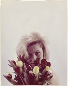 Ritratto di una donna con un mazzo di tulipani da J.F. van Hengel