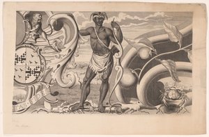 Parte del bordo di una mappa del Suriname (parte destra) da J.G. de la Croix