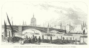 Londra, da Bankside, sotto il ponte di Southwark da J.L. (after) Williams