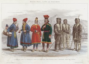 Razza Mongola, Lapponi ed Eschimesi (incisione colorata) da J.L. (after) Williams
