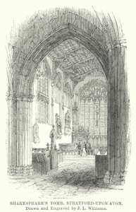 Tomba di Shakespeare, Stratford-upon-Avon da J.L. (after) Williams
