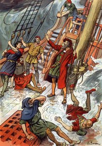 Vasco de Gama durante una tempesta al Capo di Buona Speranza in Sudafrica da J.L Beuzon (fl.1880 1940)