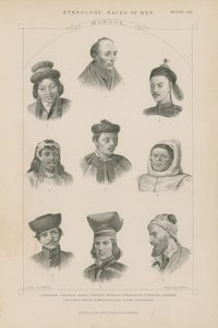 Nove volti di diverse razze mongole da J.L. Williams