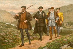 John Knox che porta la spada davanti a George Wishart, dopo il tentato assassinio a Dundee