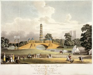 Vista del ponte cinese e della pagoda nel St James