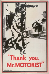 Grazie Signor Automobilista, poster della London County Council LCC Tramways da JS Anderson