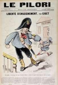 Libertà di insegnamento di Gibet: La Guardia - Puoi gridare papà! Il Sindaco ha ordinato di riempire la Scuola Laica e... sarà riempita (Caricatura sulla Scuola Laica), copertina di "Le Pilori" del 31 ottobre da J.  Blass