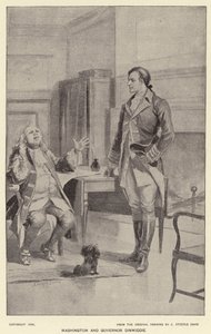 Washington e il Governatore Dinwiddie (litografia) da J. (after) Steeple Davis