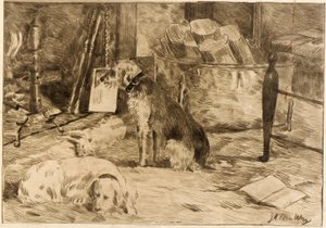 Cani sul focolare n. 1 da J. Alden Weir