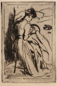 Donna che ricama da J. Alden Weir