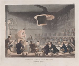 Disegno dal vivo alla Royal Academy, Somerset House, 1 gennaio 1808 da J. Bluck