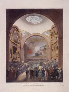 Sala del Consiglio di Guildhall, Londra, 1808 da J Bluck