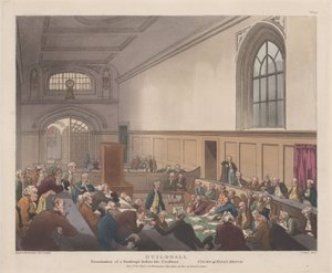 Guildhall, Esame di un fallito davanti ai suoi creditori Microcosmo di Londra..., 1 novembre 1808