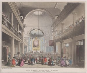 La cappella cattolica romana, Lincolns Inn Fields, 1 aprile 1808 da J. Bluck