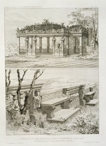 Pergola di La Maison Rouge vicino a Villemomble, progettata da Cordier, e terrazza della Villa Borghese, Roma, c.1880