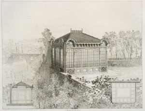 Piani ed elevazione di un padiglione da giardino, c.1880 da J. Boussard