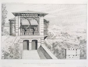 Bagni di vapore, osservatorio sopra, da un volume di disegni di vari architetti, pub. Morel & Cie, Parigi, c.1880 da J. Boussard
