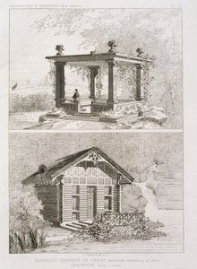 Terrazza coperta di cemento e pergolato progettato da Danjoy, c.1880 da J. Boussard