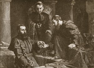 Nascondere il tesoro alla soppressione di un monastero, illustrazione da The Church of England: A History for the People di H.D.M. Spence-Jones, pub. c.1910 da J. Cooke