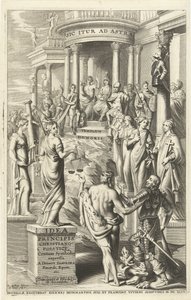 Ercole guida un uomo attraverso le personificazioni delle virtù verso il tempio della gloria eterna da J. Danoot