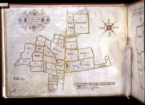 Mappa delle terre di Hornechurch Hall in Essex, di proprietà del New College, Oxford