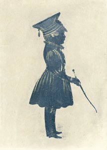 Silhouette di un ragazzo con cappello e bastone da J. Gapp