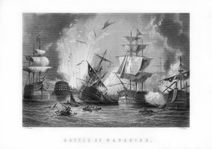 La battaglia navale di Navarino, 20 ottobre 1827, 1893 da J. Godfrey