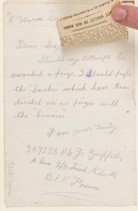 Lettera al redattore del concorso del Liverpool Weekly Courier, 1917 da J. Griffiths