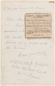 Lettera al redattore del concorso del Liverpool Weekly Courier, 1917