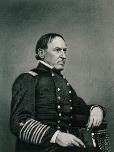 David Glasgow Farragut (1801-70), inciso da una fotografia di William G. Jackman (fl.c.1840-60) da J. Gurney and Son