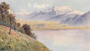 La Valle del Rodano da Mont Pelerin (litografia a colori) da J. Hardwicke Lewis