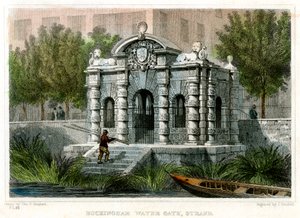 Buckingham Water Gate, Strand, Westminster, Londra, 1830