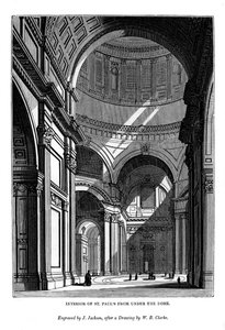 Interno di St Pauls sotto la cupola, 1843 da J. Jackson