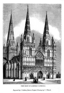 Facciata ovest della cattedrale di Lichfield da J. Jackson