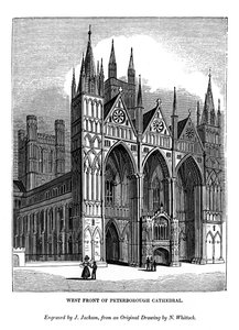 Facciata ovest della Cattedrale di Peterborough, 1843 da J. Jackson
