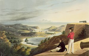 Veduta del Porto Inglese, Antigua dal Forte di San Giorgio, Monks Hill, inciso da T. Fielding, pub. da T. e G. Underwood, 1827