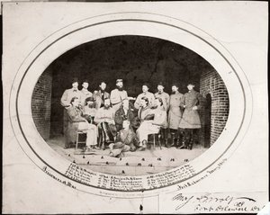 Quindici incursori di Morgan, Fort Delaware, maggio 1864 (foto b/n) da J. L. Gihon