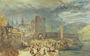 Veduta di Boppard, con figure sulla riva del fiume da J. M. W. and Wyatt James Turner